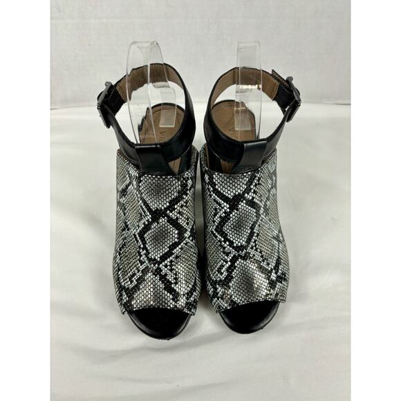 Vionic Kaia Mules Heels Snakeprint Reptile Black White 8.5 Ankle Strap Open Toe - Picture 4 of 14